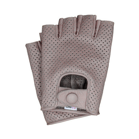 Leather Full Mesh Fingerless Summer Driving Motorcycle Riding Gloves - Brown