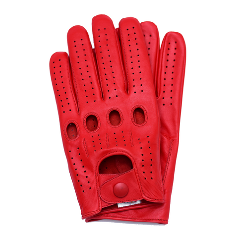 Riparo Men's Leather Full-Finger Driving Gloves - Red